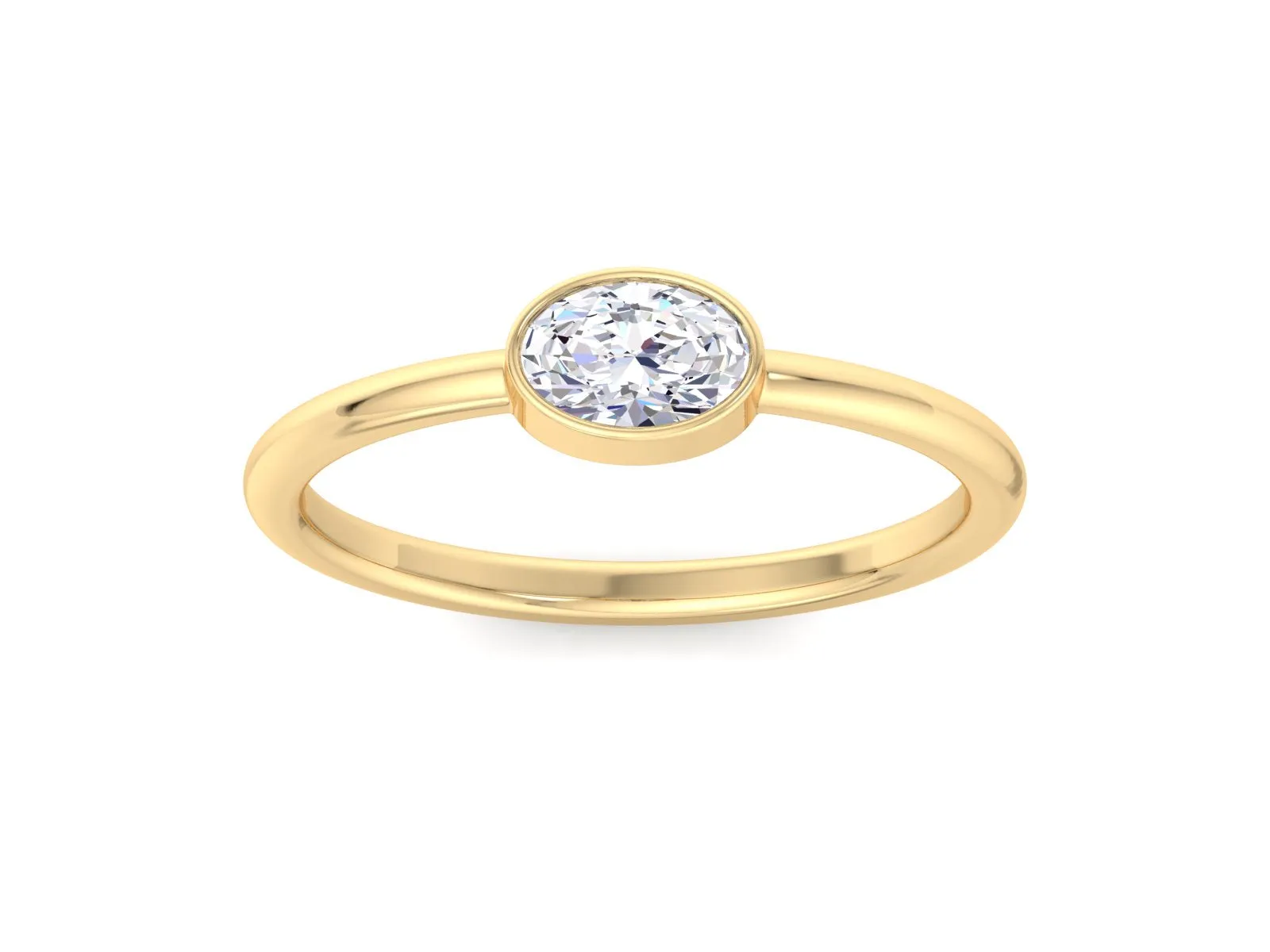 0.500 TCW Oval Lab Created Diamond Bezal Solitaire Engagement Ring