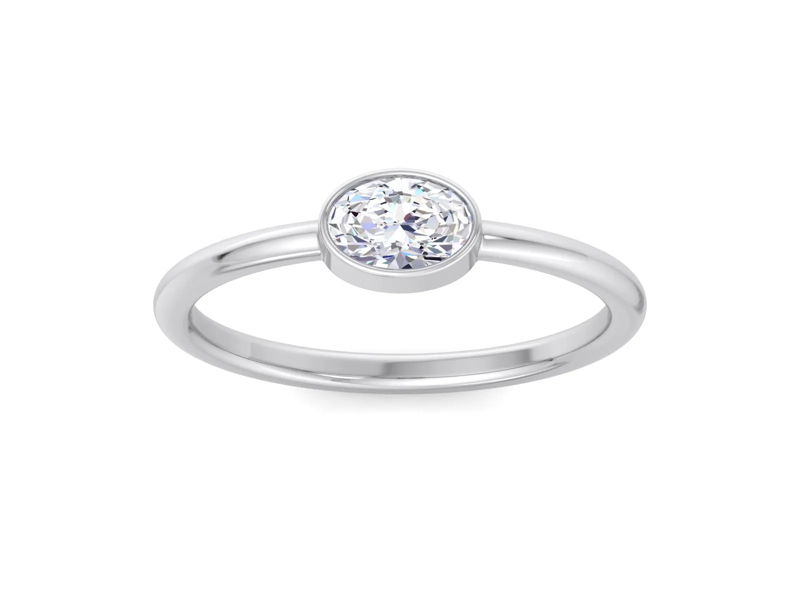 0.500 TCW Oval Lab Created Diamond Bezal Solitaire Engagement Ring