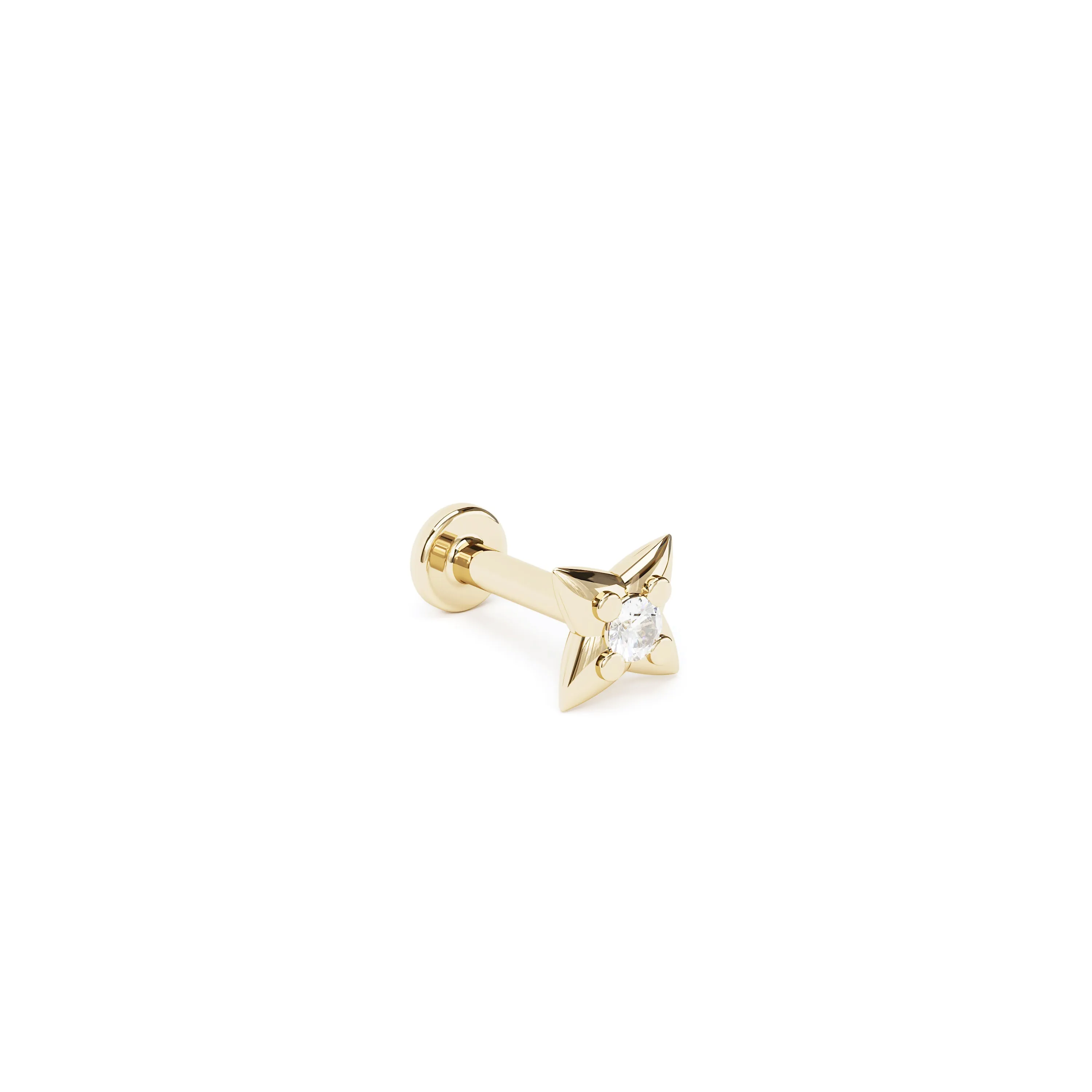 14K Gold Prong-Set Diamond Starburst Stud