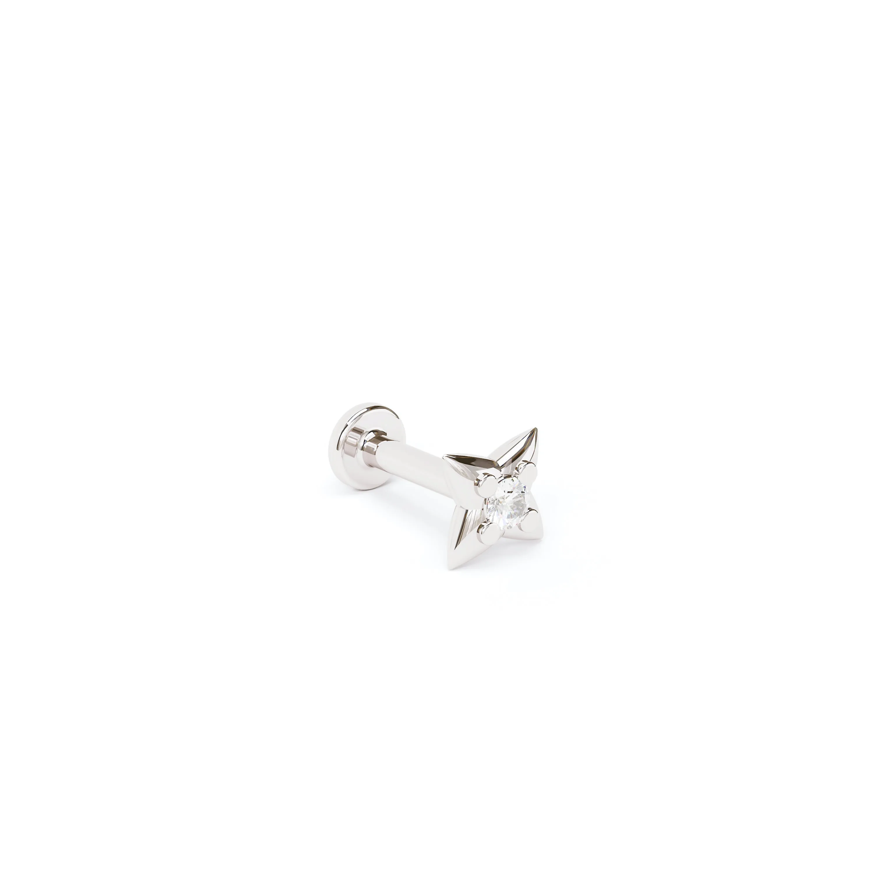 14K Gold Prong-Set Diamond Starburst Stud