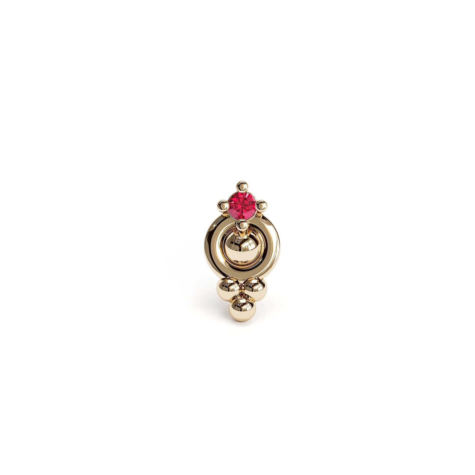 14K Gold Prong-Set Ruby Beaded Stud