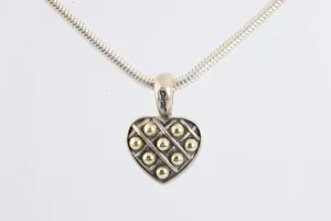 15.5" Lagos 925 Silver & 18k Yellow Gold Caviar Heart Pendant Necklace (16.88g.)