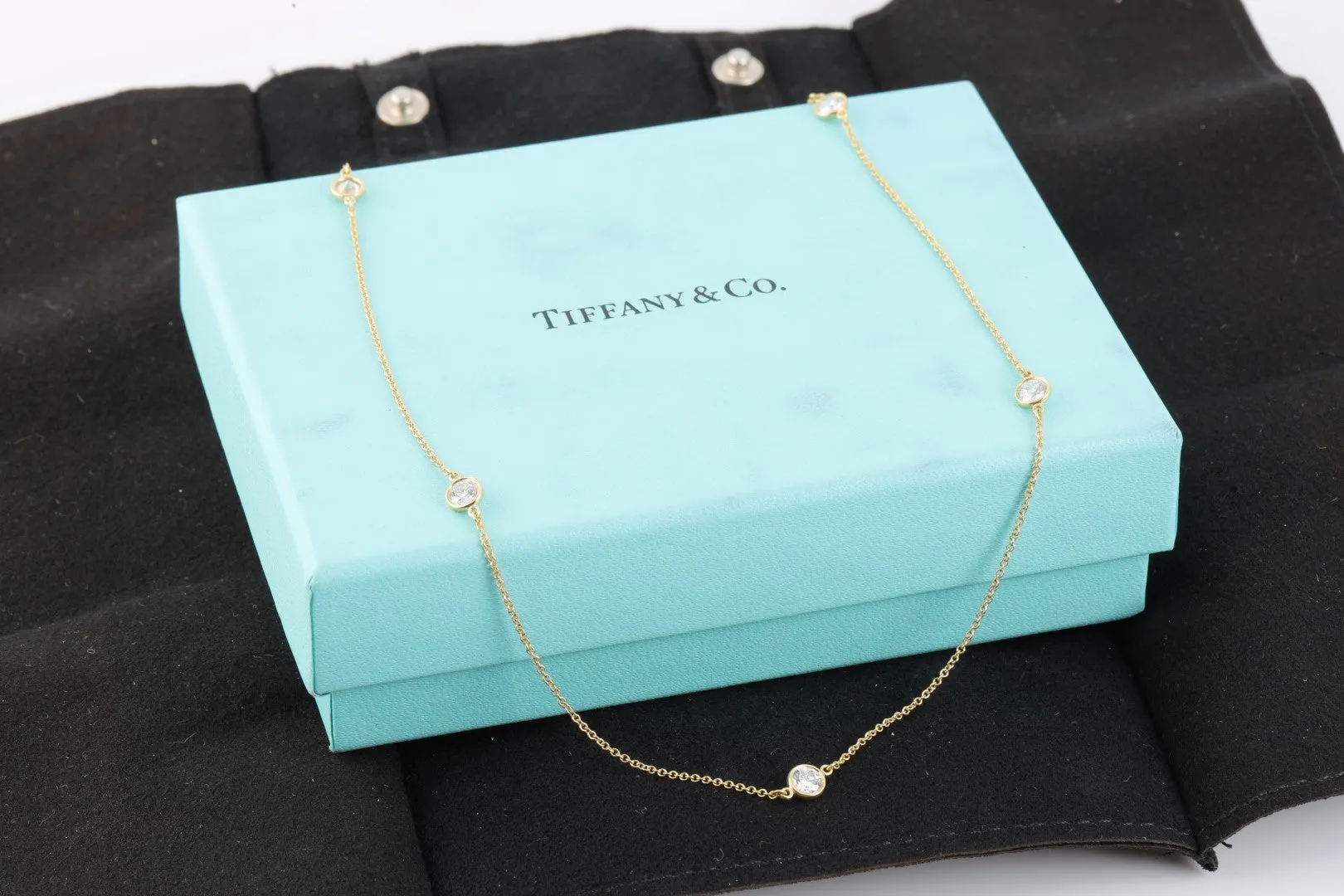 16"Tiffany & Co. 18k Gold 1.54tcw Diamond Elsa Peretti Station Necklace (2.47g.)