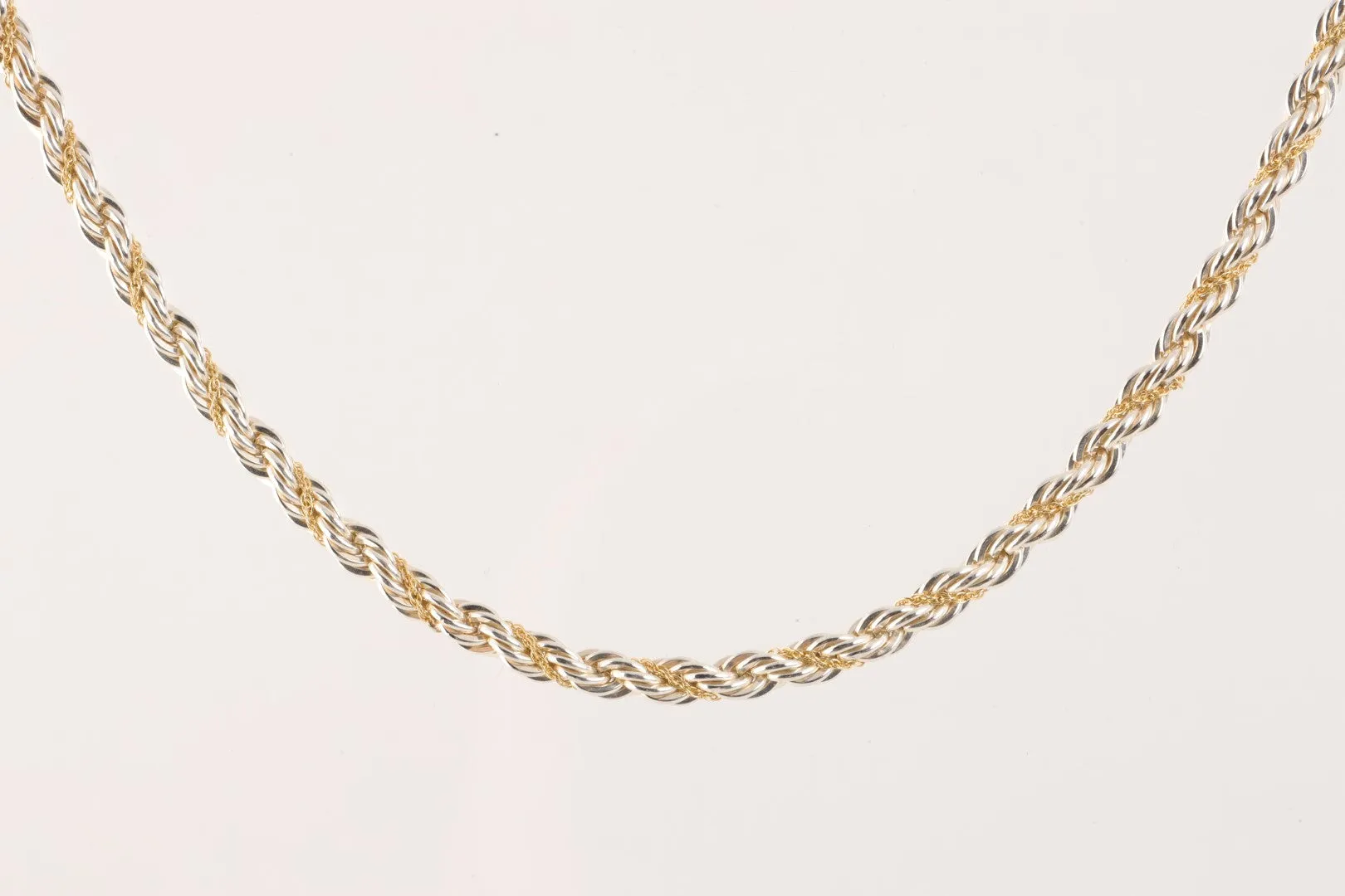 18'' Tiffany & Co. 925 Silver & 18k Yellow Gold Rope Chain (34.95g.)