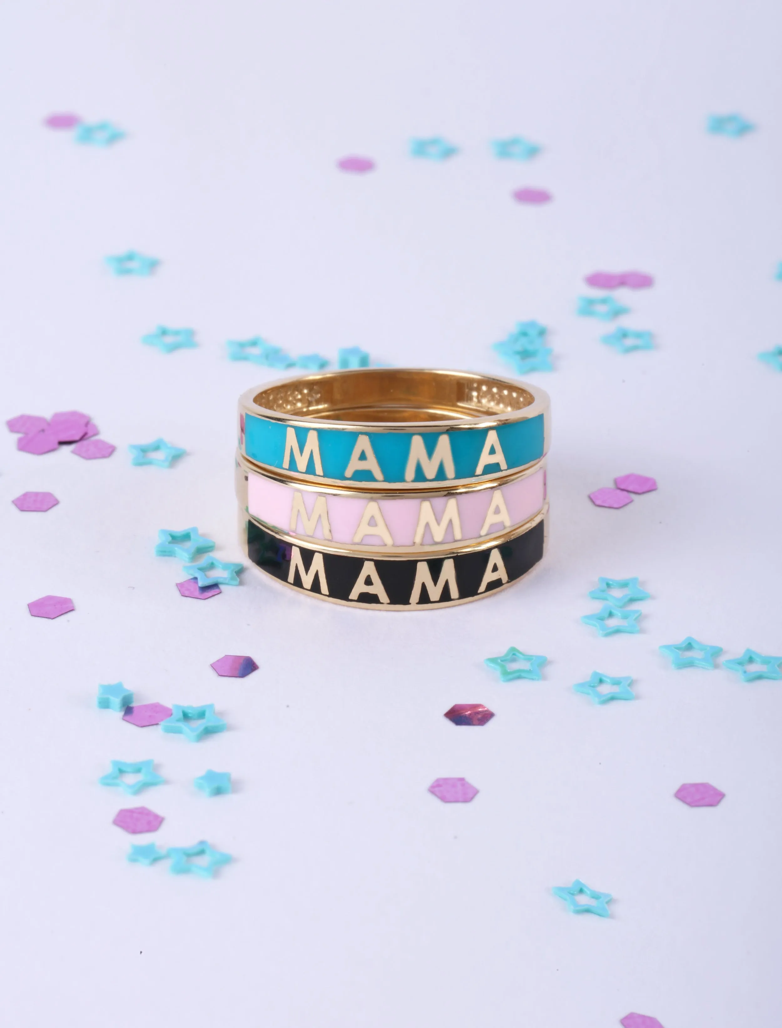 18K Gold Mama Enamel Ring