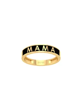 18K Gold Mama Enamel Ring