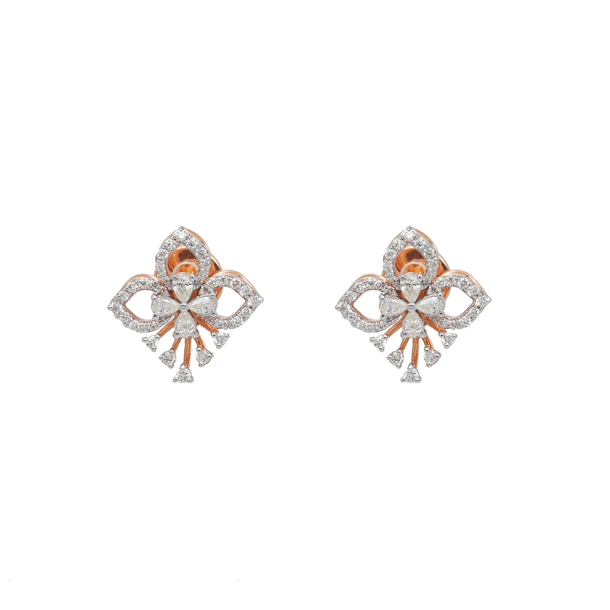 18K Rose Gold & 0.6ct Diamond Stud Earrings (3.6gm)