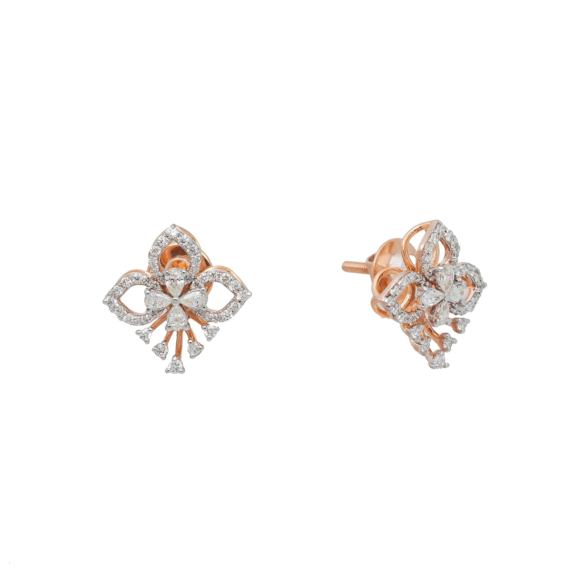 18K Rose Gold & 0.6ct Diamond Stud Earrings (3.6gm)