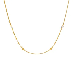 22K Yellow & White Gold Thin Beaded Chain (8.4gm)