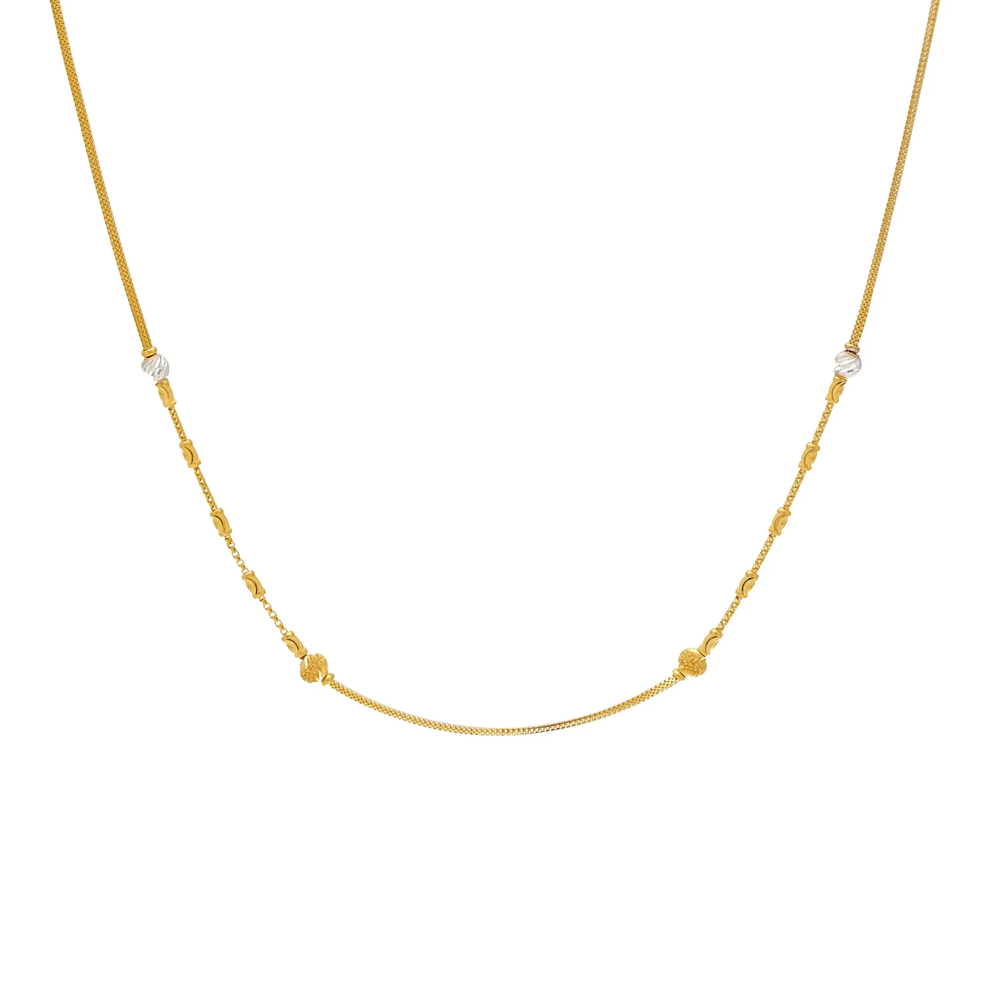 22K Yellow & White Gold Thin Beaded Chain (8.4gm)