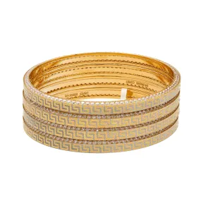 22K Yellow Gold & CZ Bangle Set of 4 (94.1gm)