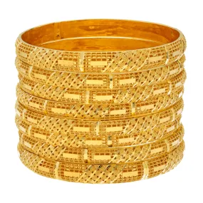 22K Yellow Gold Bangle Set of 6 (96.6gm)