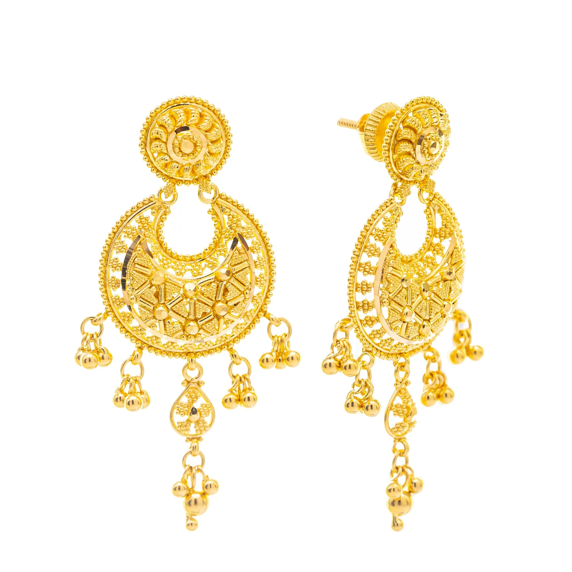 22K Yellow Gold Chandbali Jewelry Set (78.3gm)