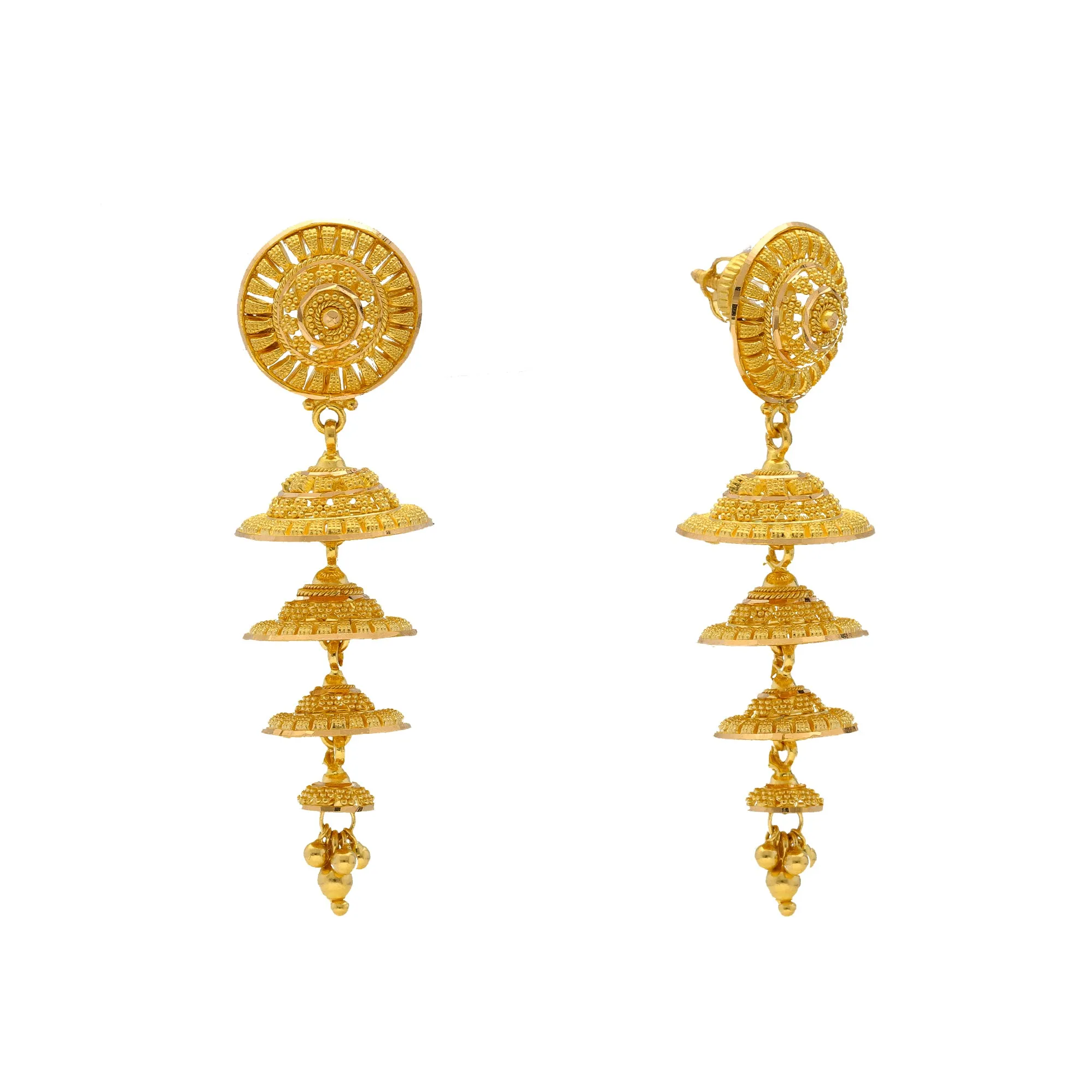 22K Yellow Gold Jhumki Earrings (15.3gm)