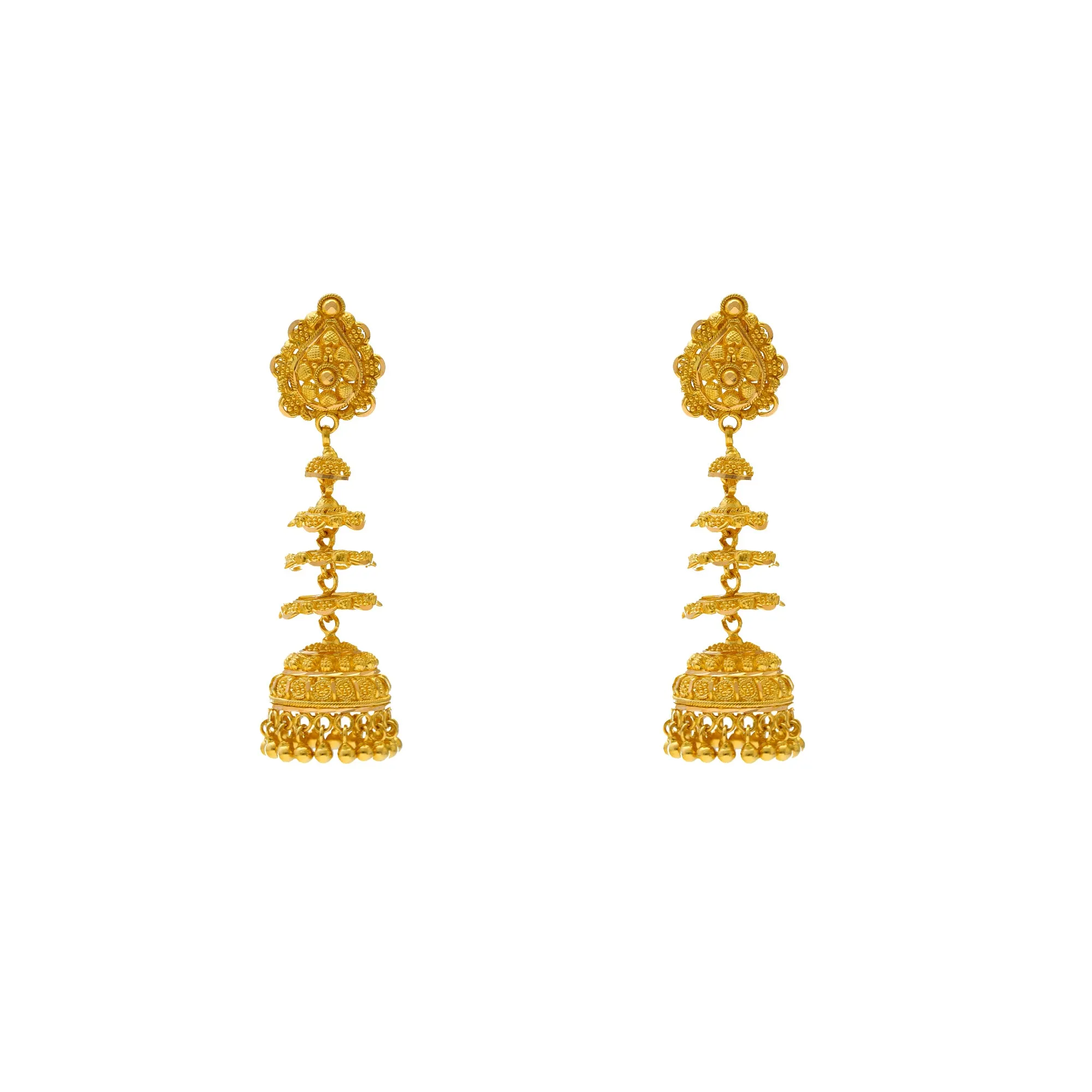 22K Yellow Gold Layered Jhumki Earrings (16gm)