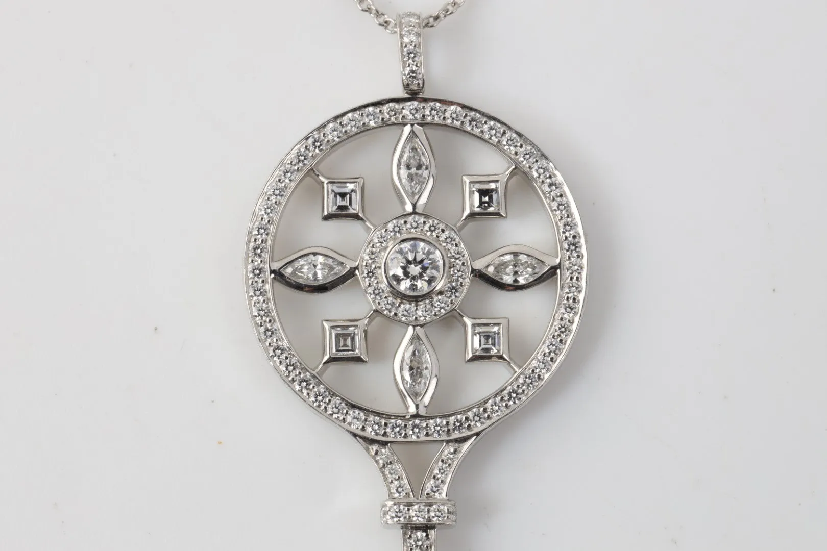 24" Tiffany & Co. Platinum 1.17tcw Diamond Kaleidoscope Key Necklace (15.51g.)