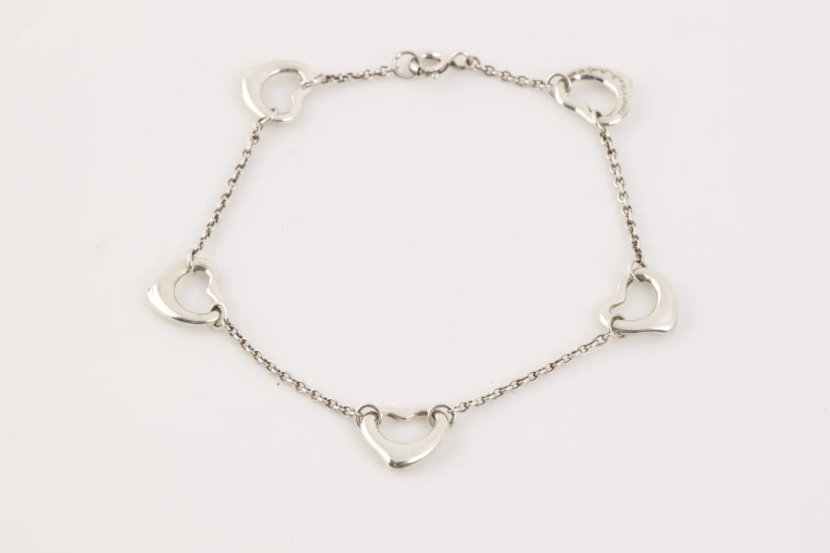 7" Tiffany & Co. 925 Silver Elsa Peretti Open Heart Bracelet (4.31g.)