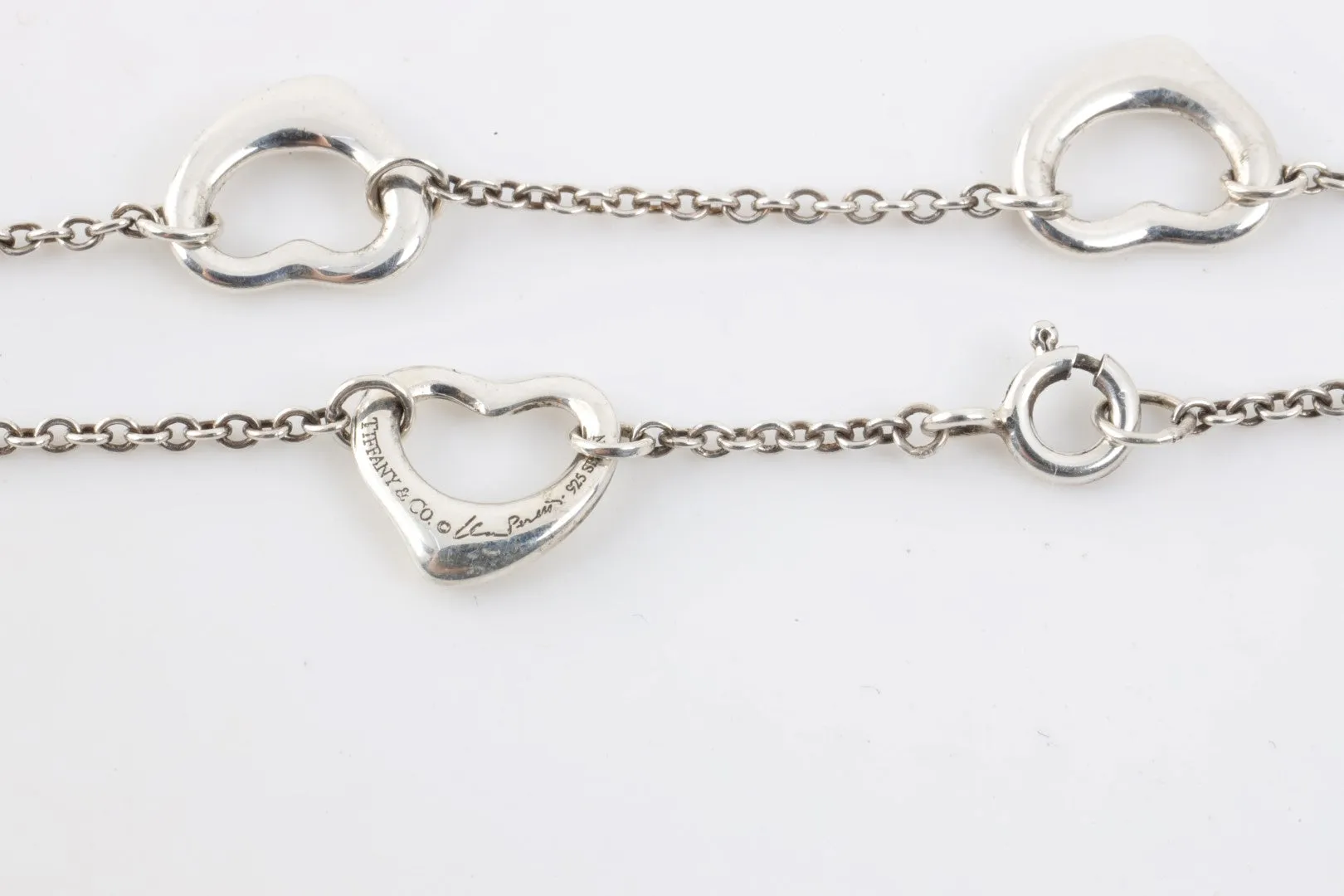 7" Tiffany & Co. 925 Silver Elsa Peretti Open Heart Bracelet (4.31g.)