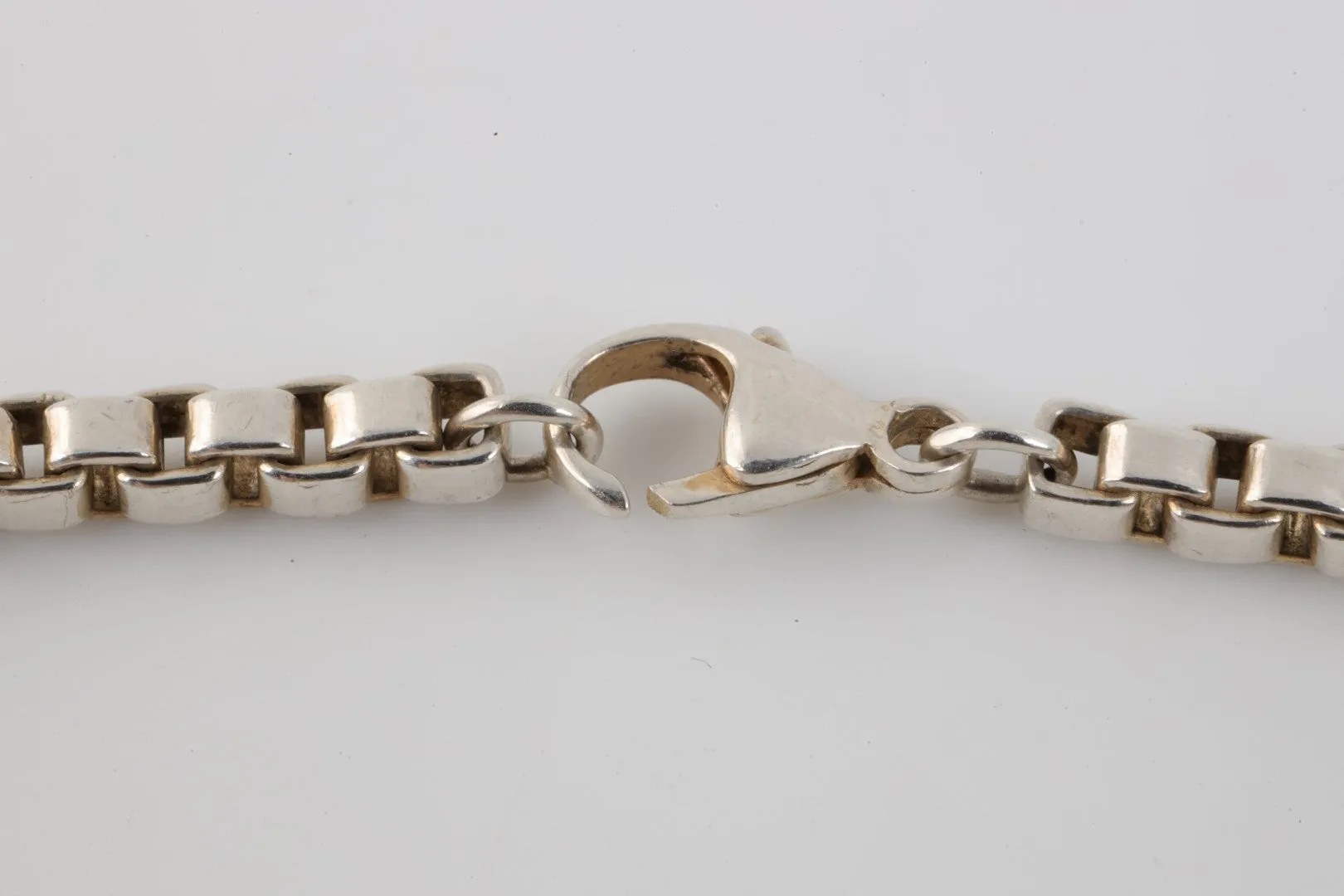 7" Tiffany & Co. 925 Silver Venetian ID Box Link Bracelet (18.14g.)