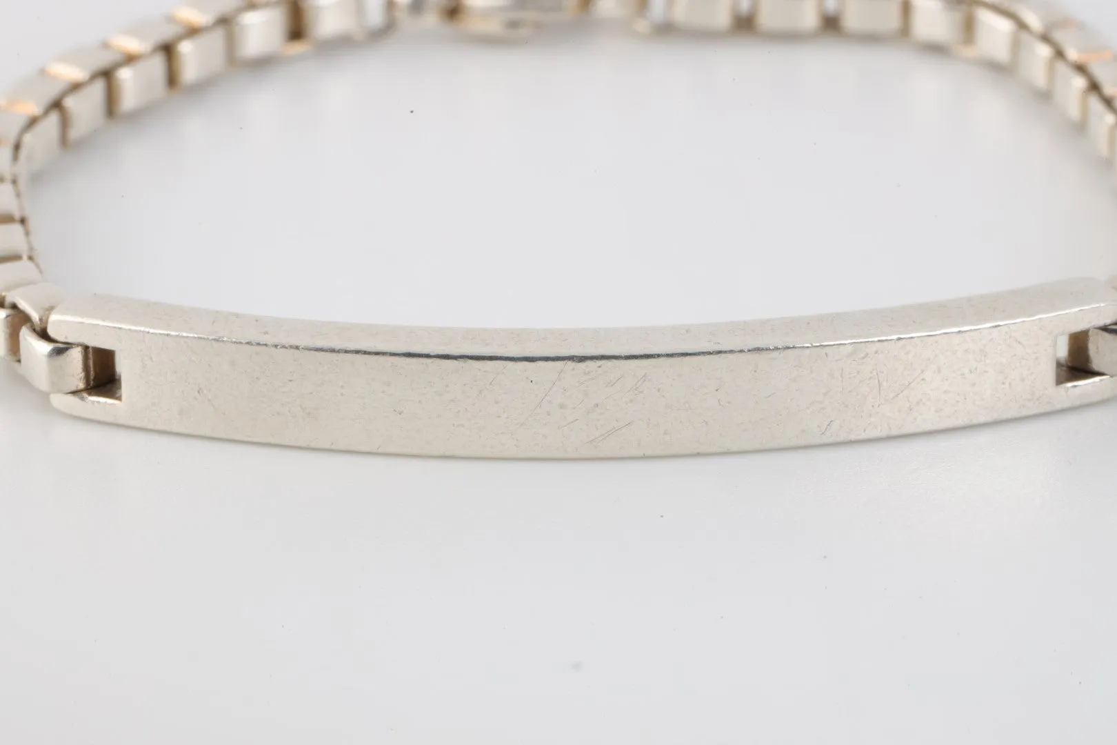 7" Tiffany & Co. 925 Silver Venetian ID Box Link Bracelet (18.14g.)