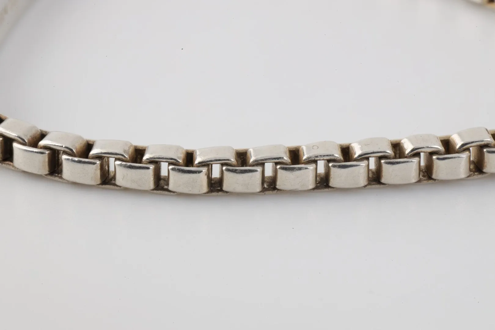 7" Tiffany & Co. 925 Silver Venetian ID Box Link Bracelet (18.14g.)