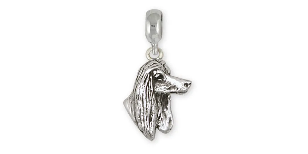 Afghan Hound Charm Slide Jewelry Sterling Silver Handmade Dog Charm Slide AF5-PNS