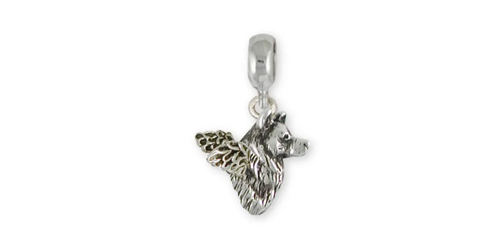 Alaskan Malamute Angel Charm Slide Jewelry Sterling Silver Handmade Dog Charm Slide MAL2H-APNS