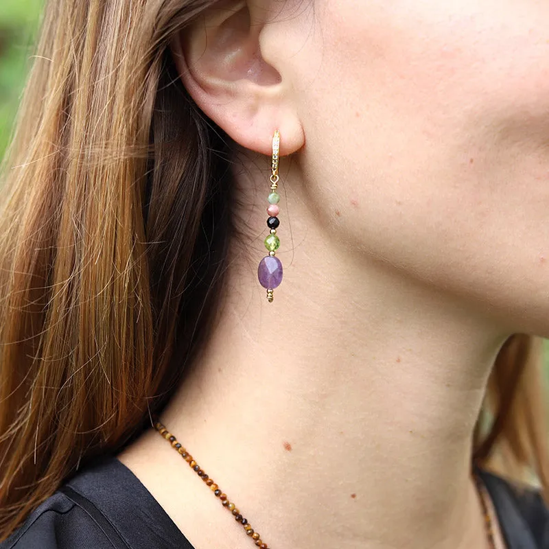 Amethyst and Tourmaline Earrings