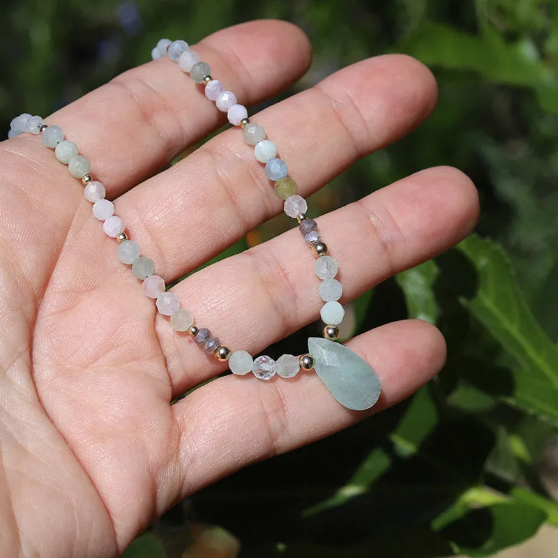 Aquamarine and Morganite Luxury Necklace