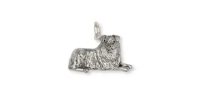 Australian Shepherd Charm Jewelry Sterling Silver Handmade Dog Charm AU2-C