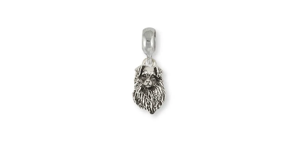 Australian Shepherd Charm Slide Jewelry Sterling Silver Handmade Dog Charm Slide AU8D-PNS