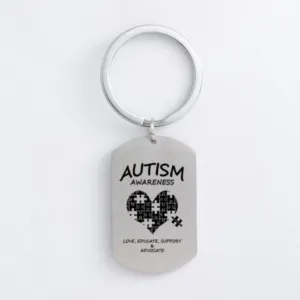 Autism Stainless Steel Keychain Jigsaw Puzzle Piece Autism Pendants Keyring DIY Jewelry Car Key Gift For Men Women