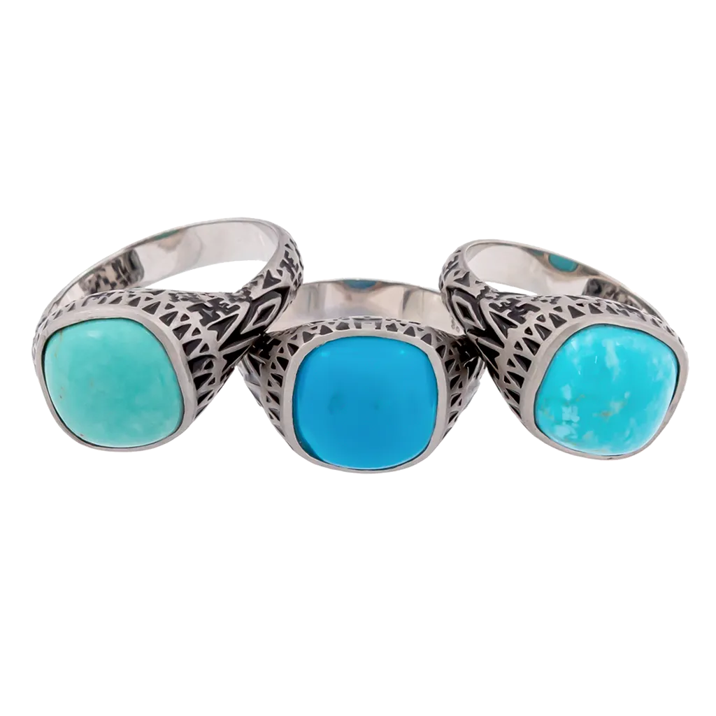 Aztec Cushion Turquoise Ring