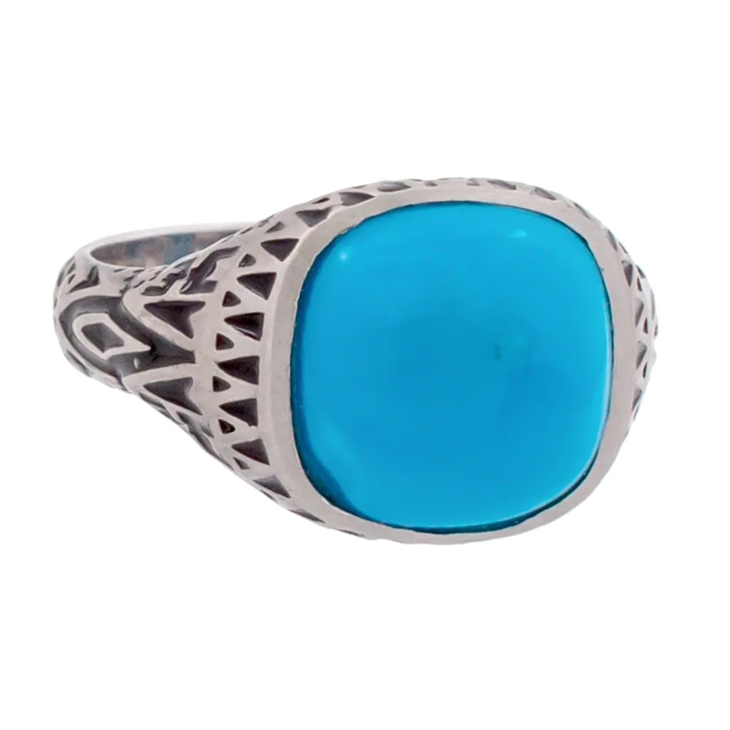 Aztec Cushion Turquoise Ring