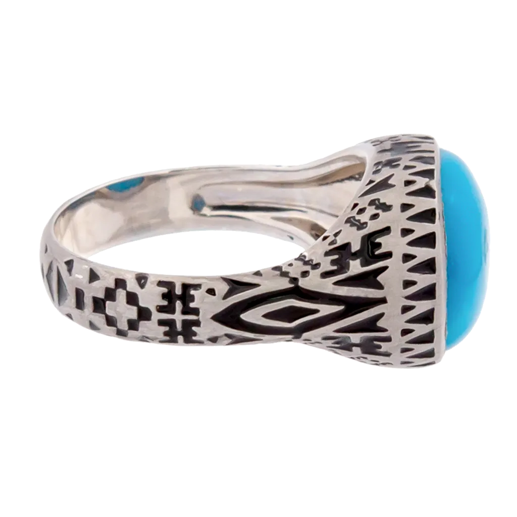 Aztec Cushion Turquoise Ring