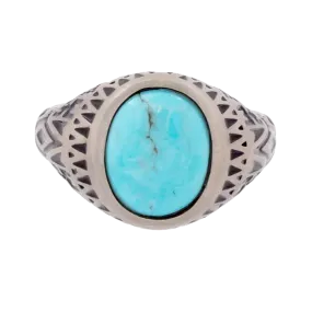 Aztec Oval Turquoise Ring