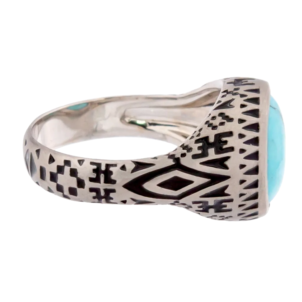 Aztec Oval Turquoise Ring