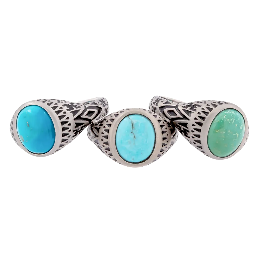 Aztec Oval Turquoise Ring