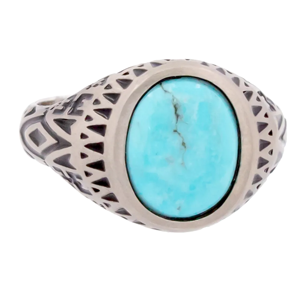 Aztec Oval Turquoise Ring