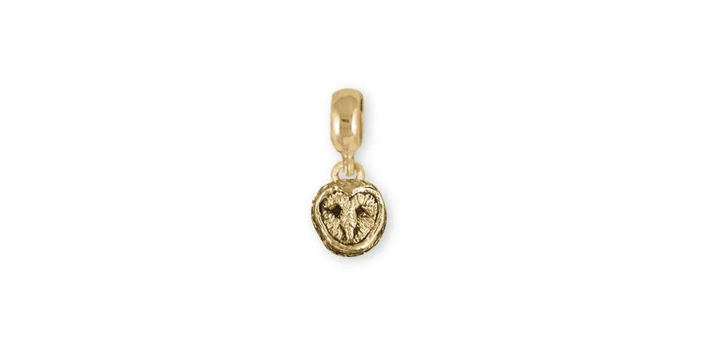 Barn Owl Charm Slide Jewelry 14k Gold Handmade Owl Charm Slide OW1XH-PNSG