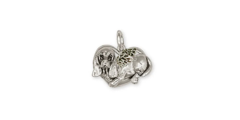 Basset Hound Angel Charm Jewelry Sterling Silver Handmade Dog Charm BH2-AC