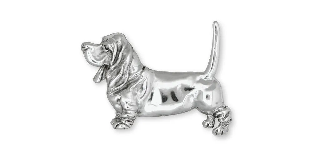 Basset Hound Brooch Pin Jewelry Sterling Silver Handmade Dog Brooch Pin DG3-PN