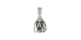 Basset Hound Charm Slide Jewelry Sterling Silver Handmade Dog Charm Slide BAS3-PNS