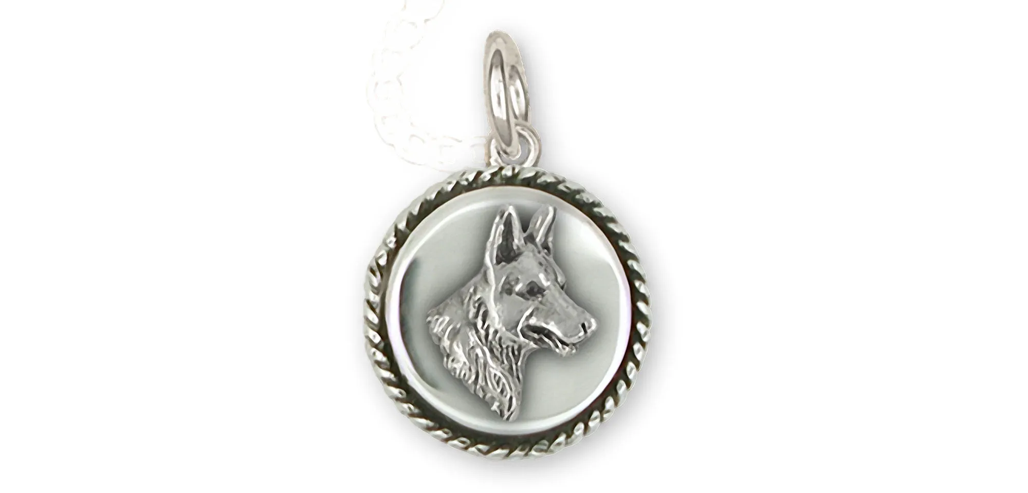 Belgian Malinois Jewelry Sterling Silver Handmade Belgian Malinois Charm  BMA1H-DC