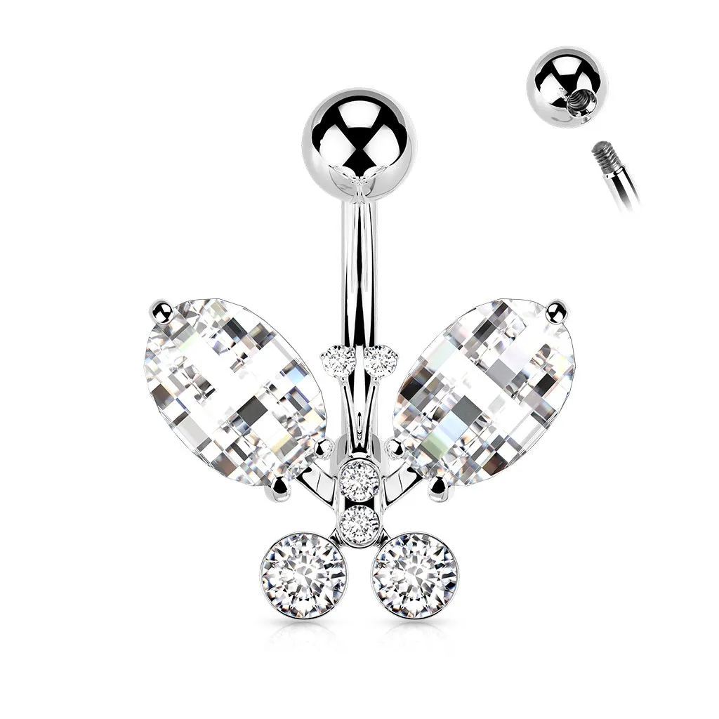 Belly Ring - Butterfly Crystal