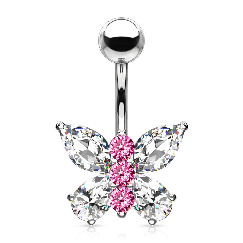 Belly Ring - Butterfly Two Tone