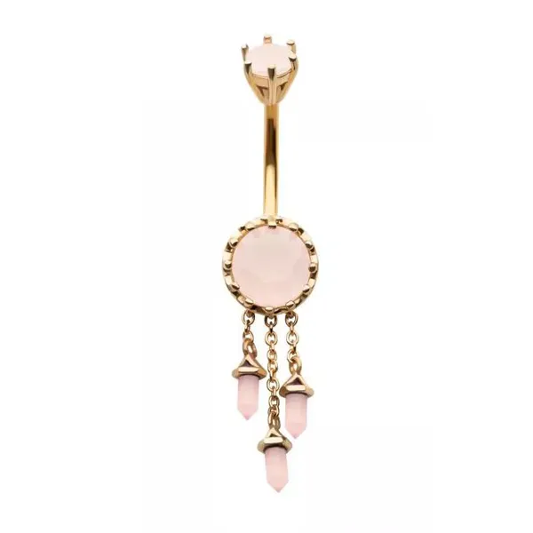 Belly Ring - Crystal Pink - Gold