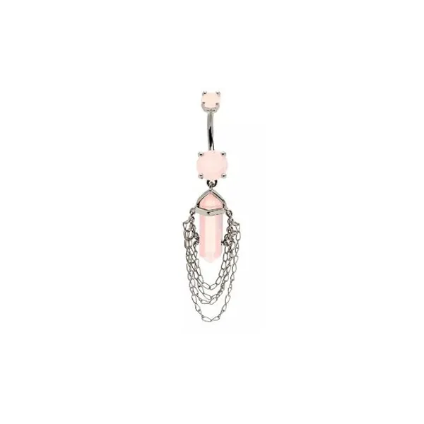 Belly Ring - Crystal Silver Pink