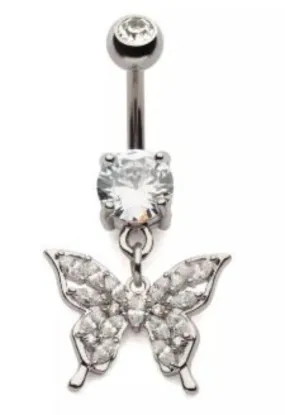 Belly Ring - Cubic Zirconia Butterfly