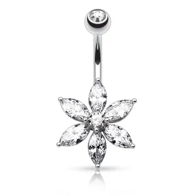 Belly Ring - Cubic Zirconia - Flower